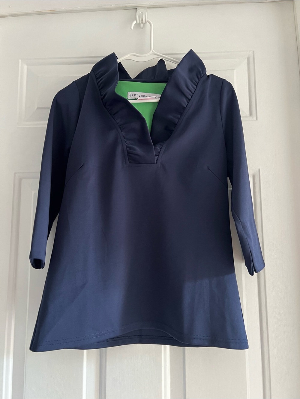 Gretchen Scott Navy Top with Lime Green Lining